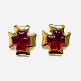 PENDIENTES CRUZ LES BERNARD VO ROJO