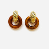 PENDIENTES VERA MARRÓN CUADROS