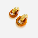 PENDIENTES VERA MARRÓN CUADROS