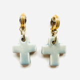 PENDIENTES CROSS GRIS (Pieza única)