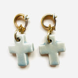 PENDIENTES CROSS GRIS (Pieza única)